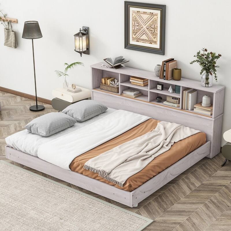 78"L Solid Wood Full Size Daybed Platform Bed Frame with Storage